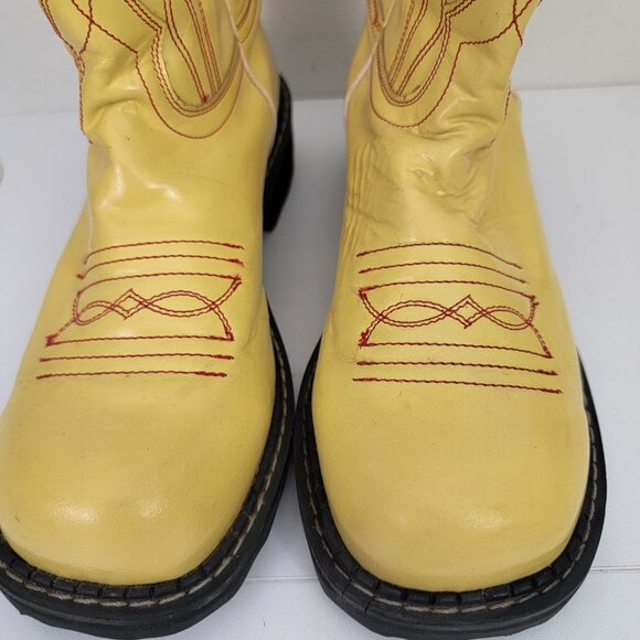John Fluevog F-Shoes Cowboy Low Boots in Patent Yellow 9 - Picture 7 of 10